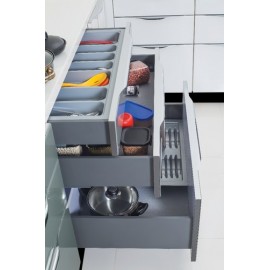 Tandem Slim Drawer Box System with Load Capacity Upto 45 Kg (Grey, 20 Inch  )