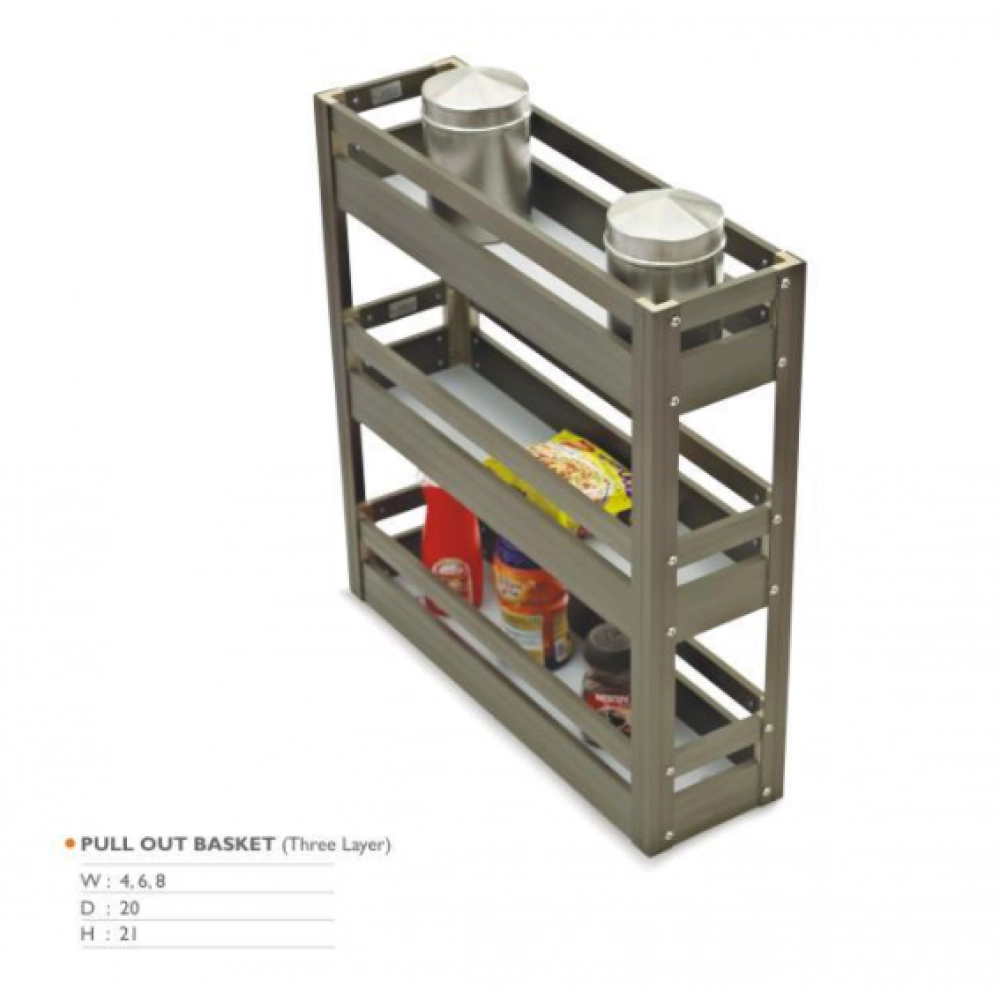 Aluminium modular Kitchen Three shelf Pullout  21"